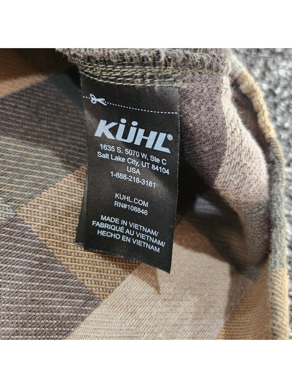 Kuhl Mens Medium M Button Down Flannel Shirt Plaid Check Earth Tone Hiking - Picture 6 of 9